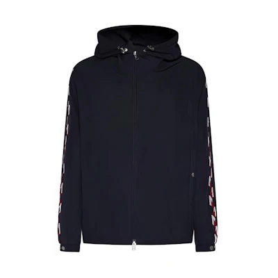Moncler Blue Slim Fit Hoodie Jacket with Embroidered Pattern 1A00047U54A9174S
