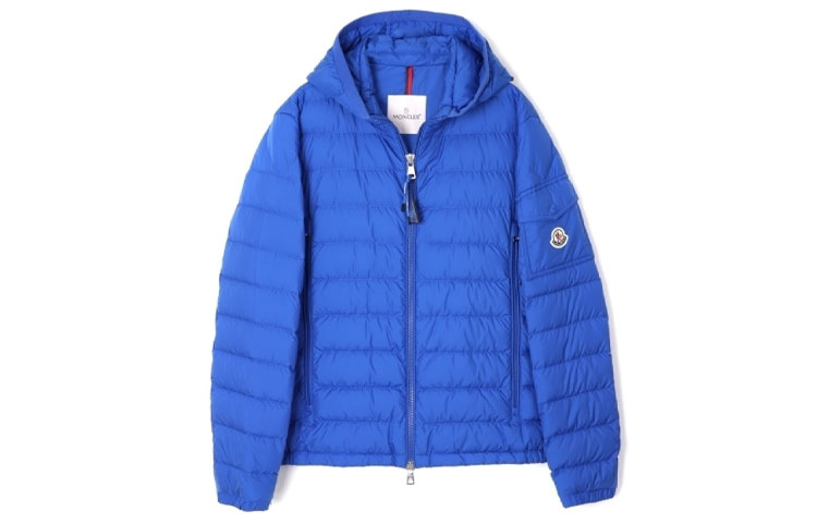 Moncler Blue Solid Color Loose-Fit Down Jacket with Zipper 1A00132549SK74J