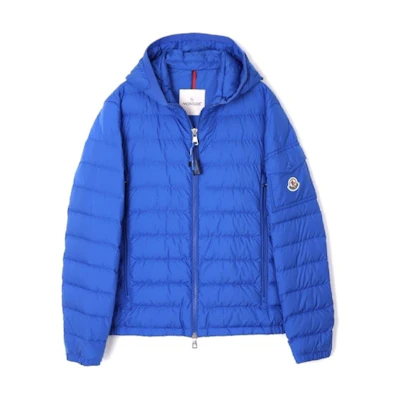 Moncler Blue Solid Color Loose-Fit Down Jacket with Zipper 1A00132549SK74J