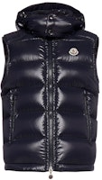 Moncler Bormes Series Navy Down Padded Logo Hooded Vest. 1A0015268950742 Moncler Bormes Series Navy Down Padded Logo Hooded Vest. 1A0015268950742