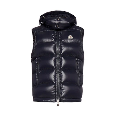 Moncler Bormes Series Navy Down Padded Logo Hooded Vest. 1A0015268950742