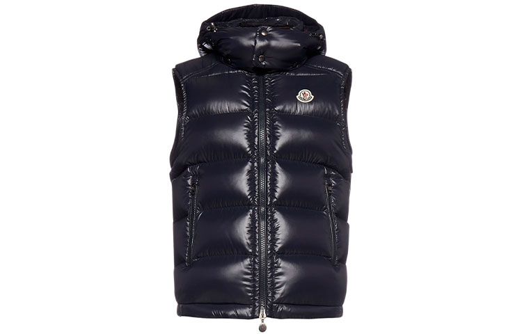 Order Chaleco con capucha acolchado Moncler Bormes Series Navy Logo. 1A0015268950742