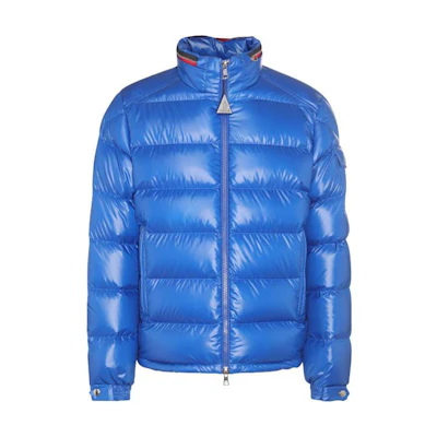 Moncler Bourne Glossy Quilted Down Jacket Blue for Men I20911A00023595ZJ73M