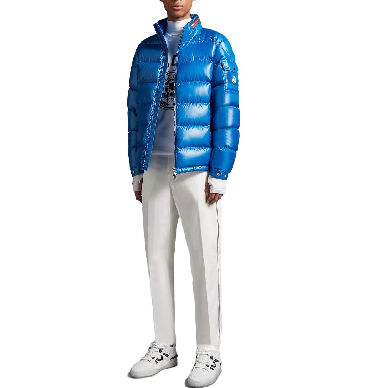 Moncler Bourne Glossy Quilted Down Jacket Blue for Men I20911A00023595ZJ73M 圖 5