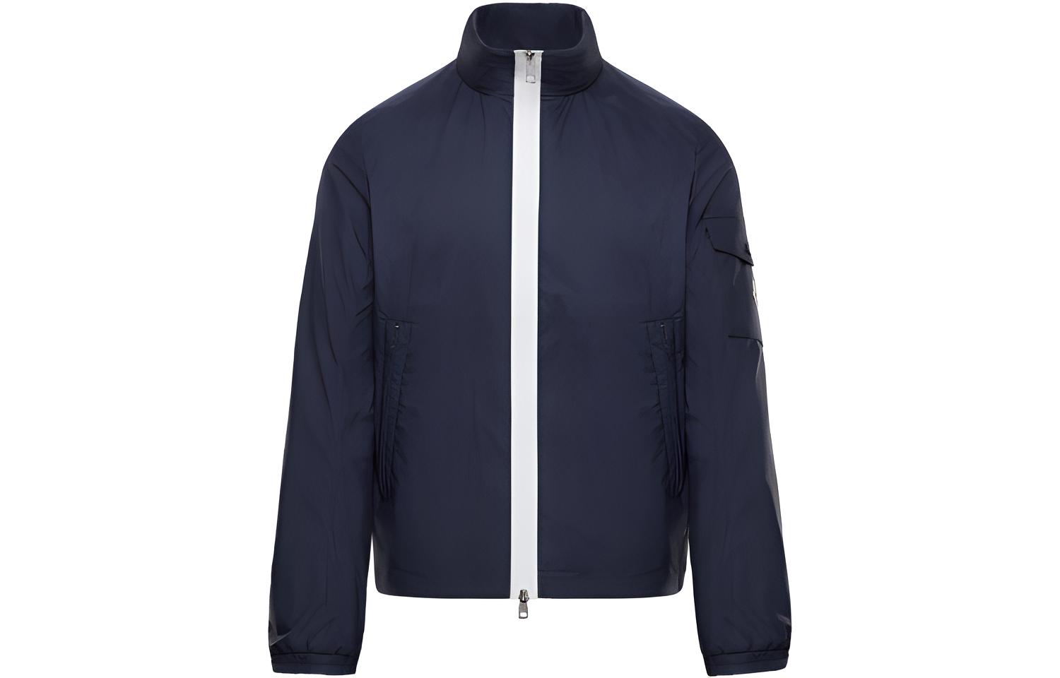 Moncler Brize High-Neck Jacket with Sleeve Logo - Dark Blue 0911A7470054AYJ778