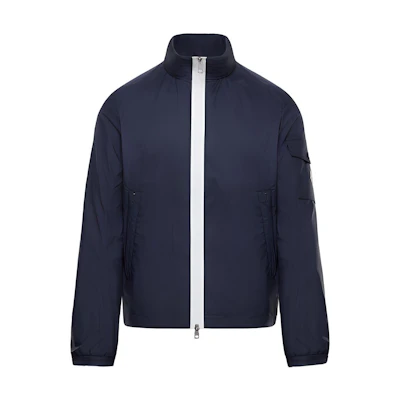 Moncler Brize High-Neck Jacket with Sleeve Logo - Dark Blue 0911A7470054AYJ778