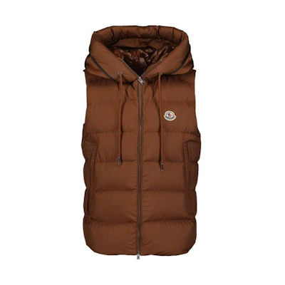 Moncler Brown Logo Puffer Vest with Zipper Closure I20911A0018154A8126I