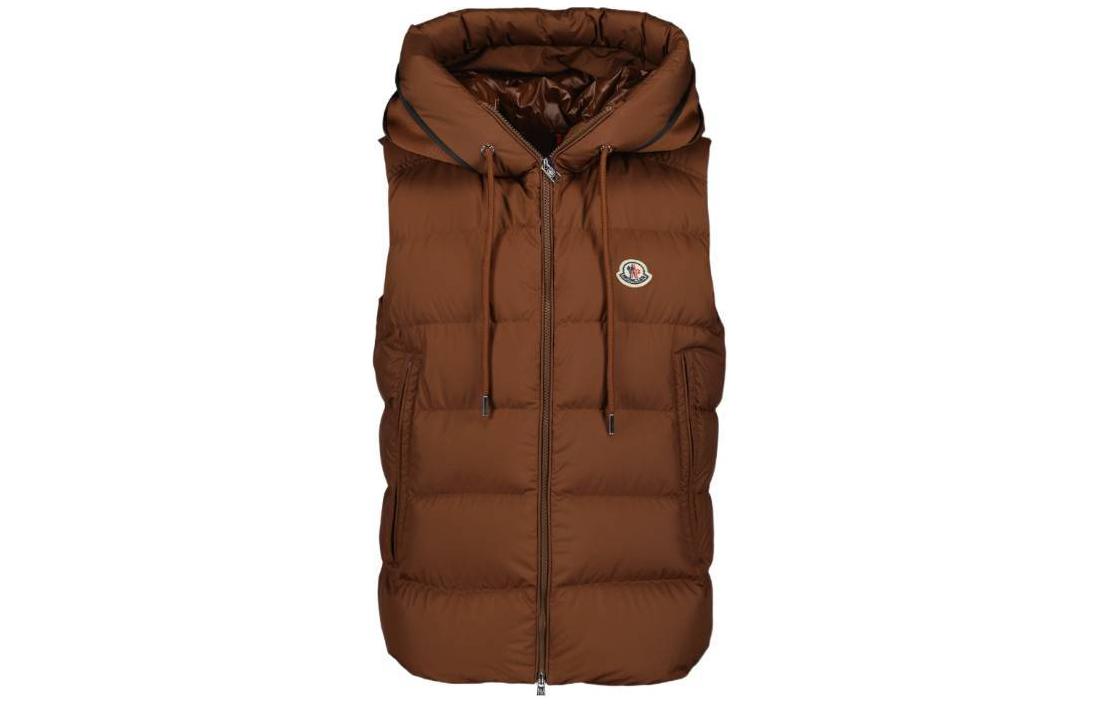 Order Moncler Coklat Logo Puffer Vest dengan Zip Penutup I20911A0018154A8126I