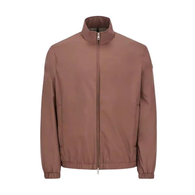 Moncler Brown Solid Color Slim Fit Zip-Up Jacket with High Collar J10911A00158549SK263