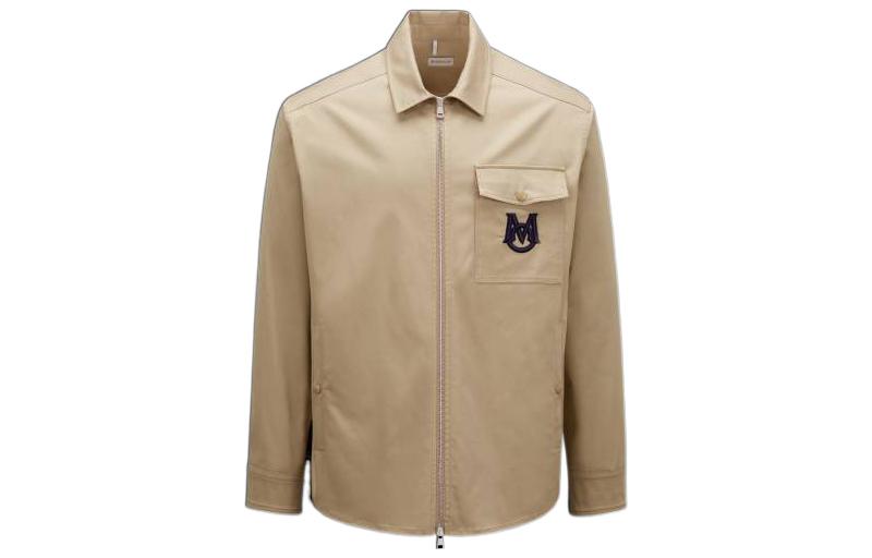 Moncler Brown Solid Logo Embroidered Collared Jacket I10912F0000157448202