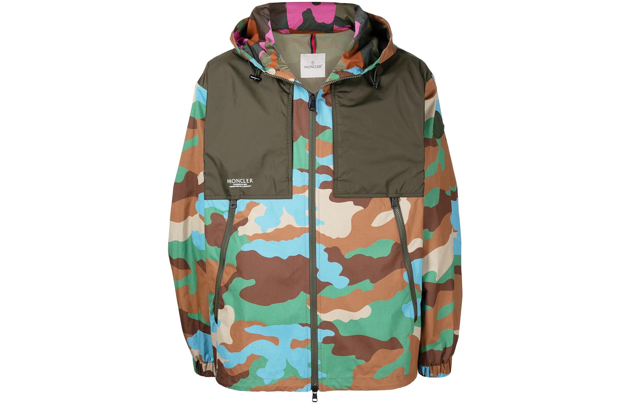 Moncler Camo Print Windproof Zip-Up Hooded Jacket 1A000835960X82011