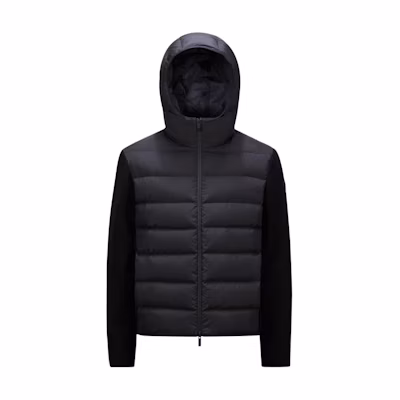 Moncler CARDIGAN FW24 Lightweight Down Hooded Wool Zip Jacket Unisex Black. J20919B00010M1122999