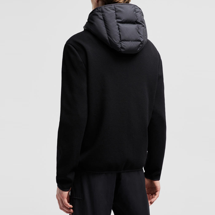 Lookbook Moncler CARDIGAN FW24 輕量羽絨連帽羊毛拉鍊外套 男女款 黑色. J20919B00010M1122999
