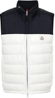 Moncler Cerces FW24 Colorblock Logo Zip Sleeveless Vest White Vest. J10911A00058595ZJ034 Moncler Cerces FW24 Colorblock Logo Zip Sleeveless Vest White Vest. J10911A00058595ZJ034
