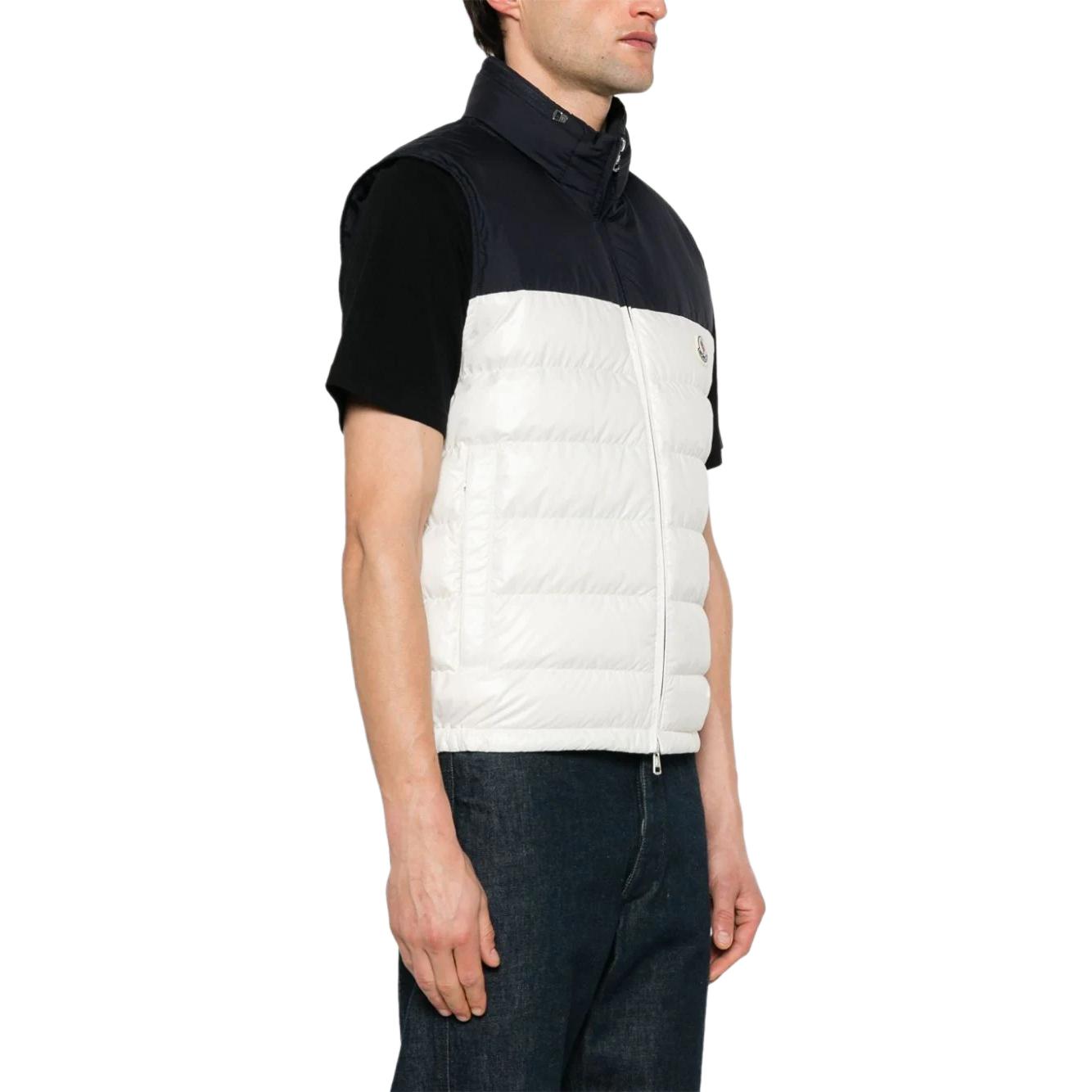 Purchase モンクレール セルセス FW24 カラーブロック ロゴ ジップ ノースリーブ ベスト ホワイト J10911A00058595ZJ034