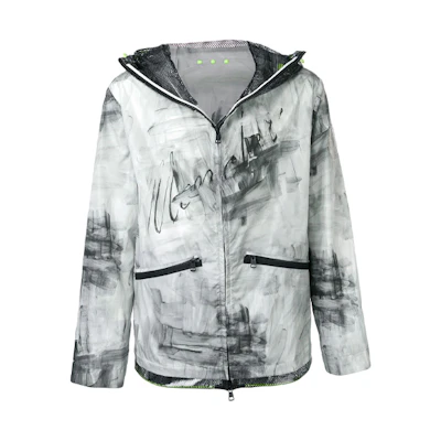 Moncler Chardin Graffiti Print Full-Zip Hoodie Jacket Grey E10914101685539HT040