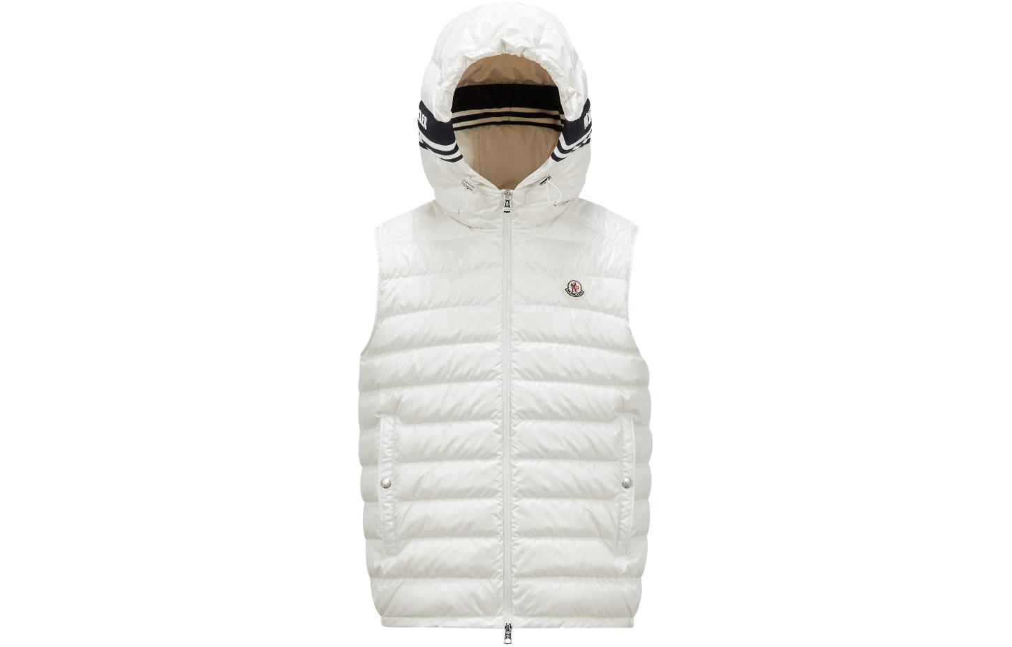 Order Moncler Clai SS24 Serie Año del Dragón Chaleco con Capucha Blanco Hombre. J10911A00057595ZJ034