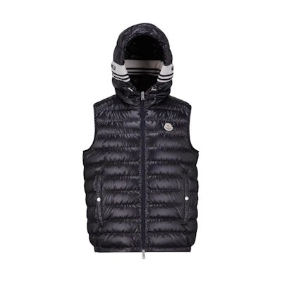 Moncler Clai SS24 Year of Dragon Hooded Down Vest Unisex Midnight Blue. J10911A00057595ZJ778