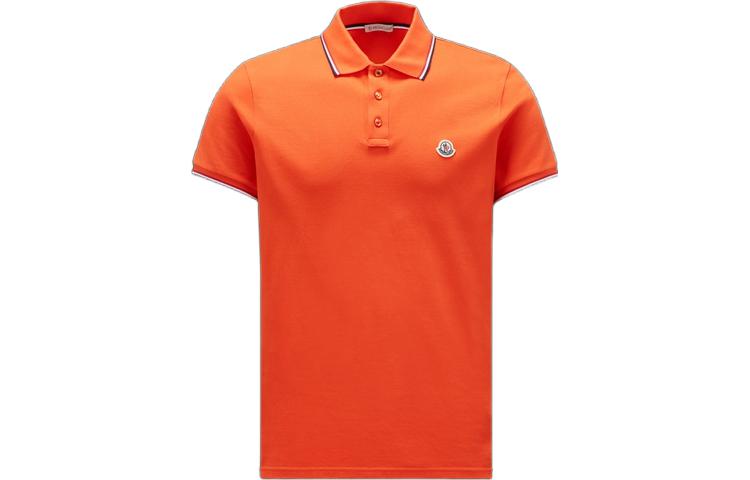 Moncler Colorblock Logo Print Polo Shirt in Orange I20918A7030084556324