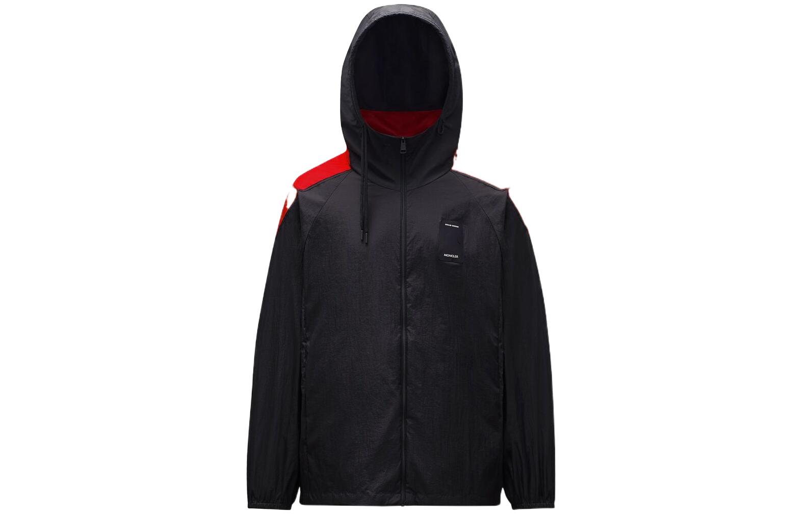 Moncler Colorblock Logo Zip-Up Hooded Jacket Black M17381A00014993