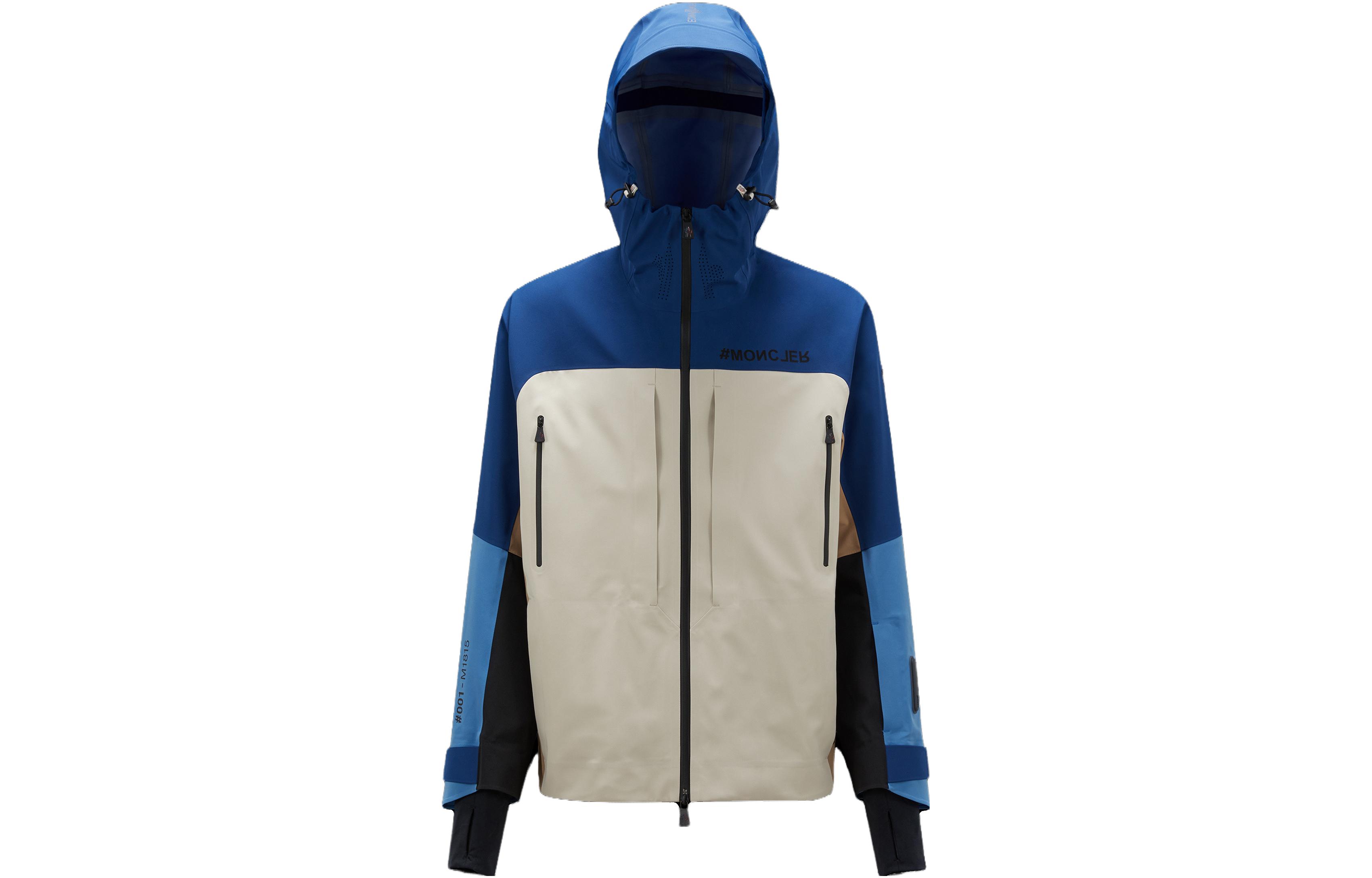 Moncler Colorblock Ski Jacket with Hood and Letter Print I20971A00040M1815P07