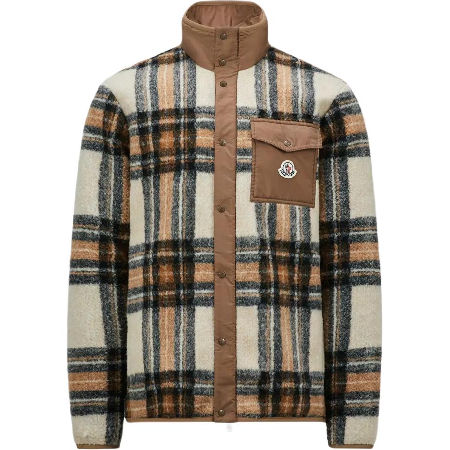 Moncler Colorful Check Pattern Stand Collar Loose Long Sleeve Jacket J20918G0005589AQUP29