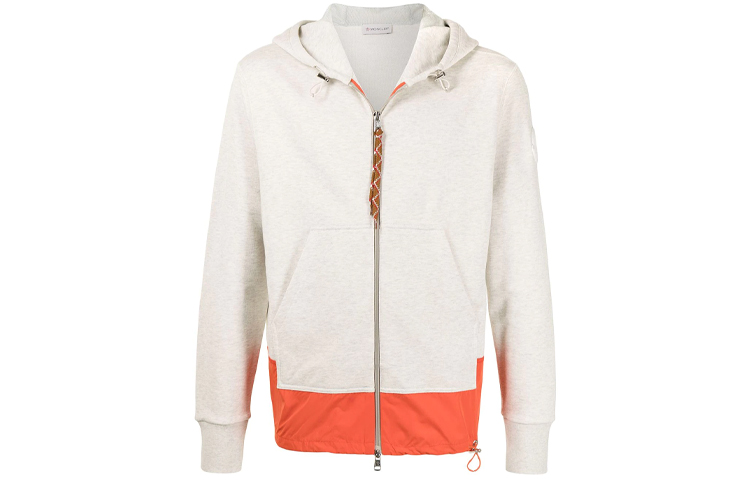 Moncler Contrast Panel Full-Zip Hoodie Jacket Men’s Off-White G10918G7C110809KR991