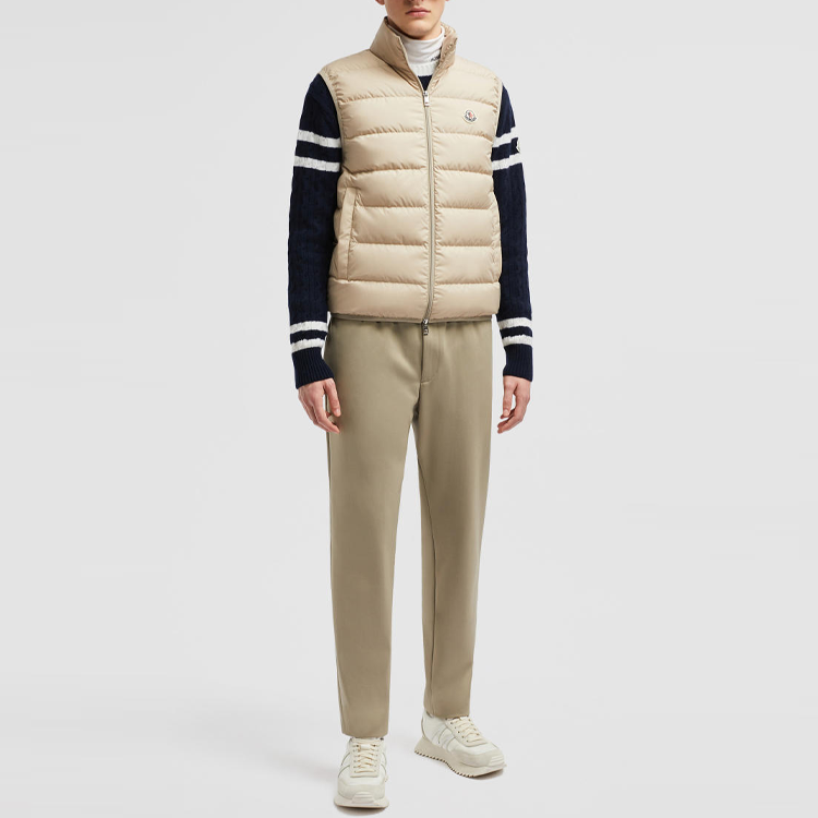 Moncler Contrin FW24 Unisex Beige Sleeveless Down Vest with Zipper Pockets. J20911A0007654A8120L 圖 3