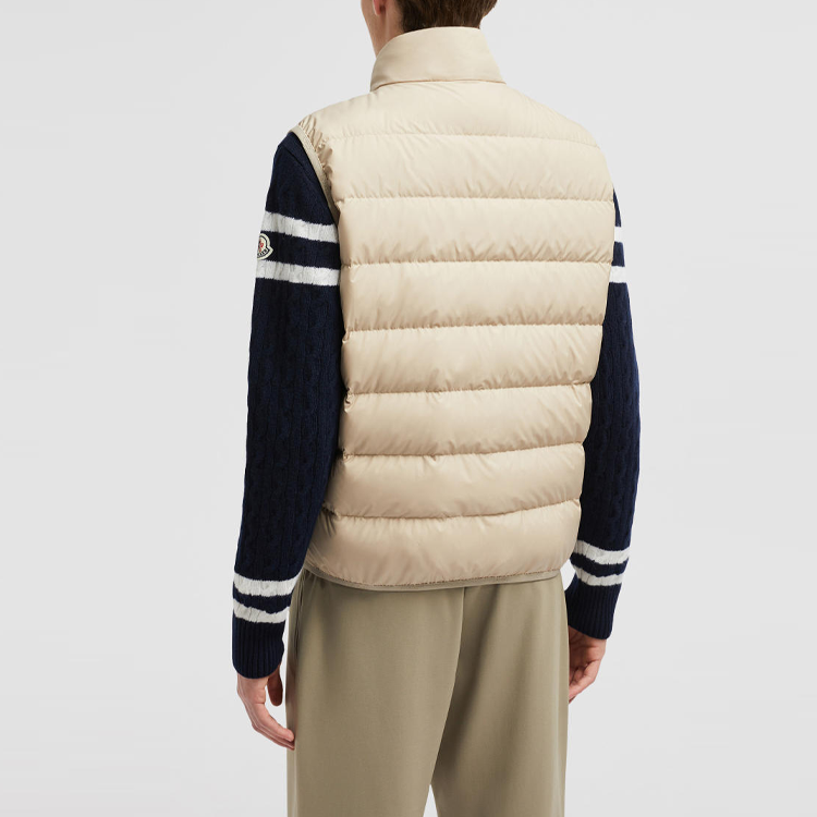 Moncler Contrin FW24 Unisex Beige Sleeveless Down Vest with Zipper Pockets. J20911A0007654A8120L 圖 4