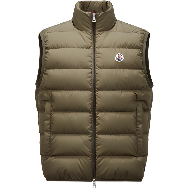 Moncler Contrin FW24 Unisex Olive Green Down Vest with Zipper & Pockets. J20911A0007654A81818 圖 2