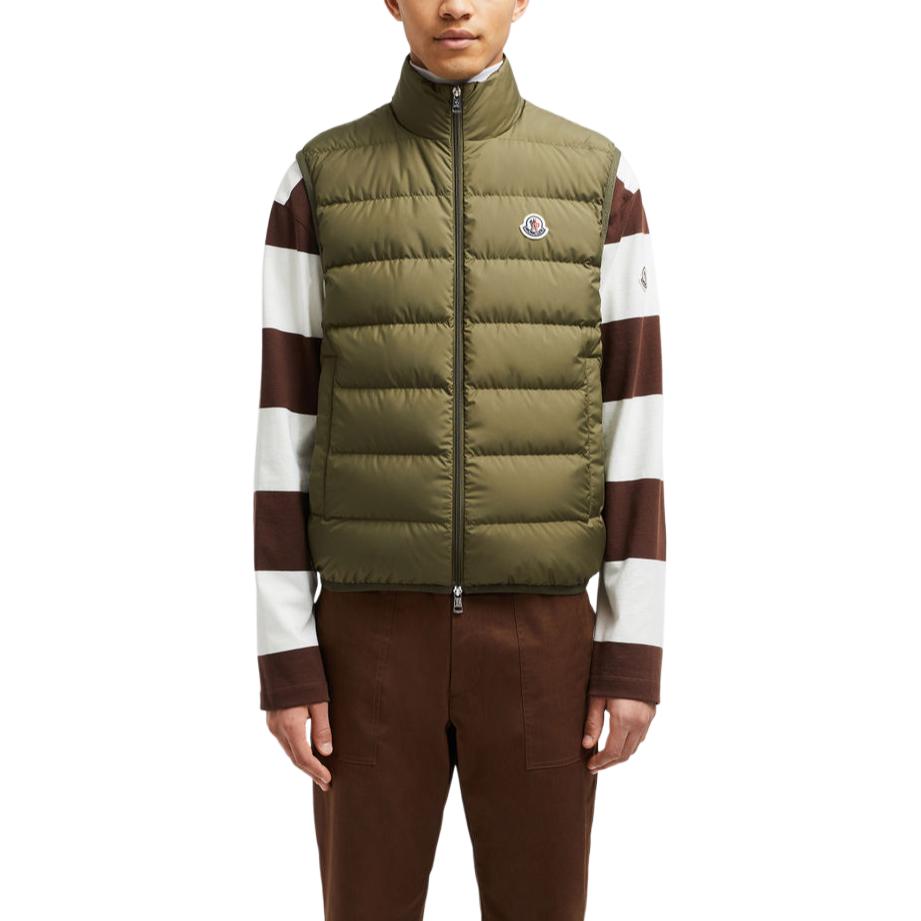 Moncler Contrin FW24 Unisex Olive Green Down Vest with Zipper & Pockets. J20911A0007654A81818 圖 3