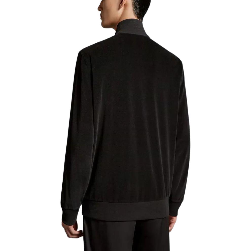 Shop 蒙克勒男士燈芯絨拉鍊連帽外套 - 黑色 J10918G0003289A6S999