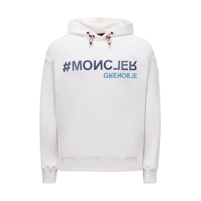 Moncler Cotton Logo Hoodie Relaxed Fit - Snow White J10978G000108098U041