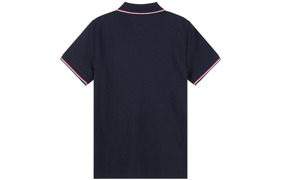 Moncler Cotton Logo Patch Short Sleeve Polo Shirt Navy Blue I20918A703008455677X 圖 3