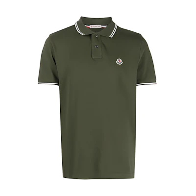 Moncler Cotton Short Sleeve Polo Shirt in Green. H10918A0001084556876