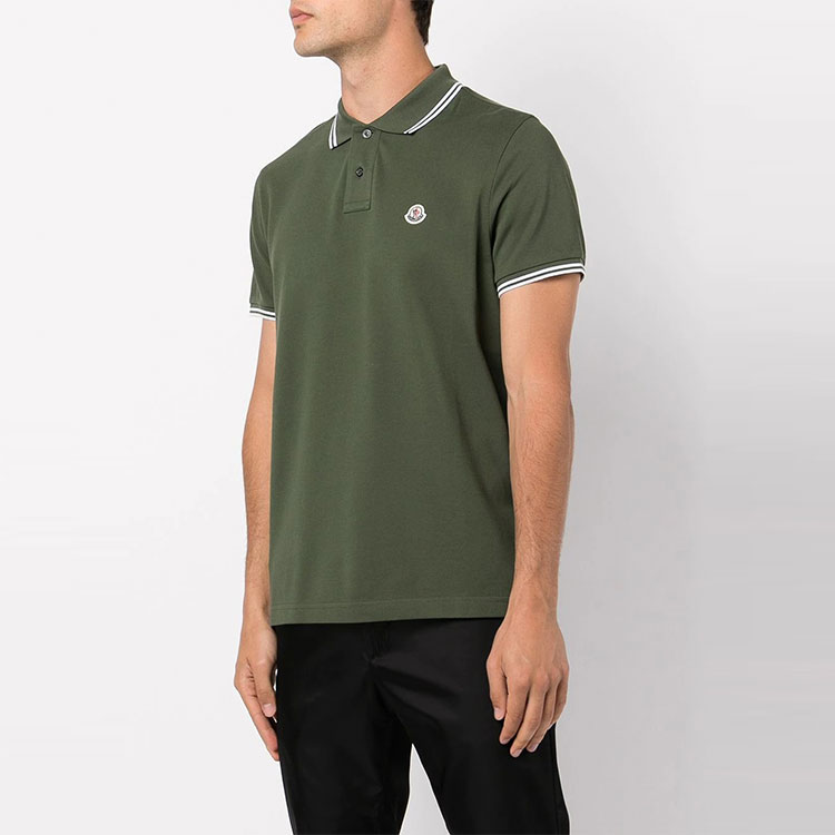 Moncler Cotton Short Sleeve Polo Shirt in Green. H10918A0001084556876 圖 5