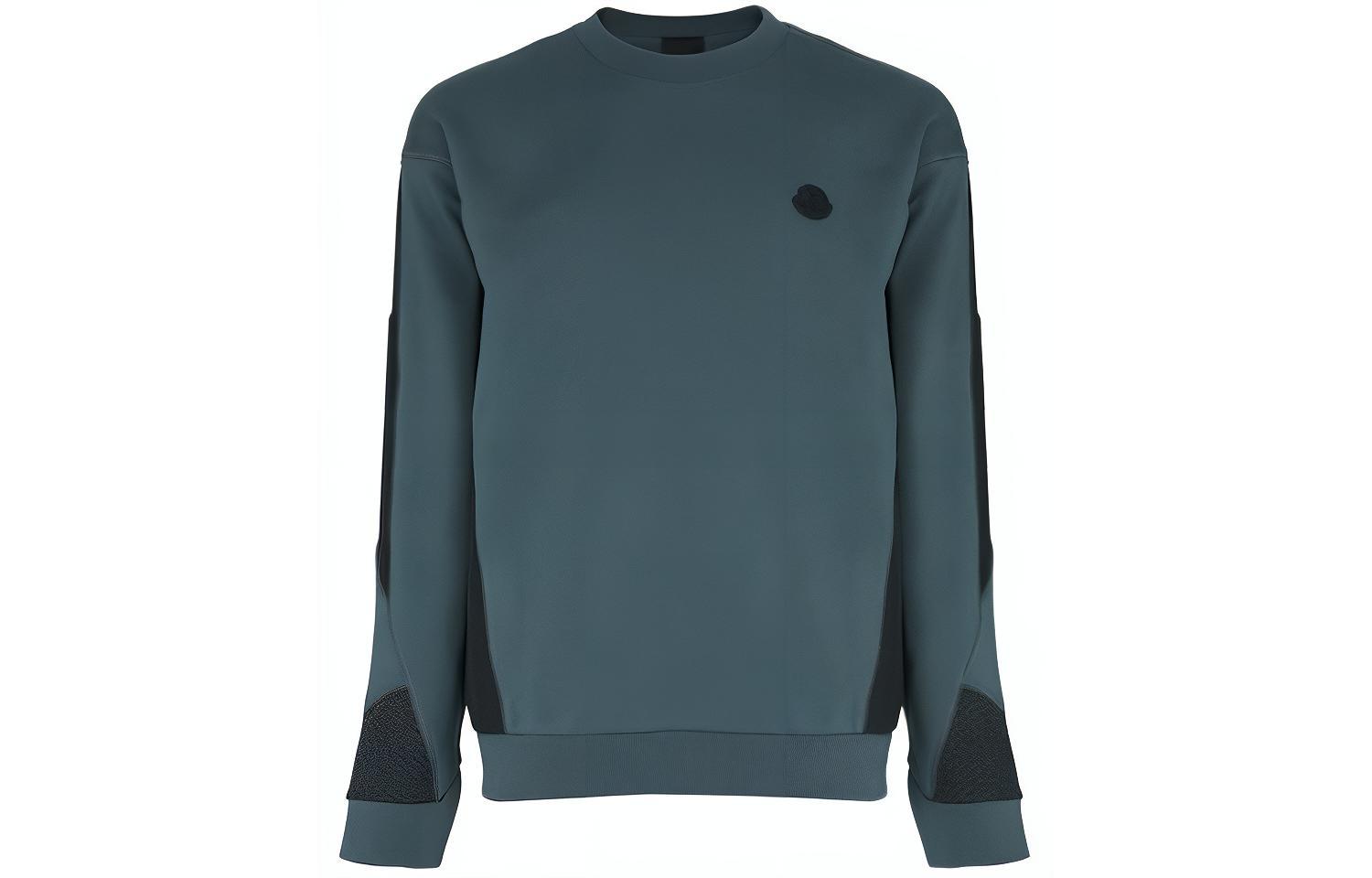 Moncler Crewneck Knit Ribbed Cuff Long-Sleeve Sweatshirt Misty Blue () 8G00002809KR7A4