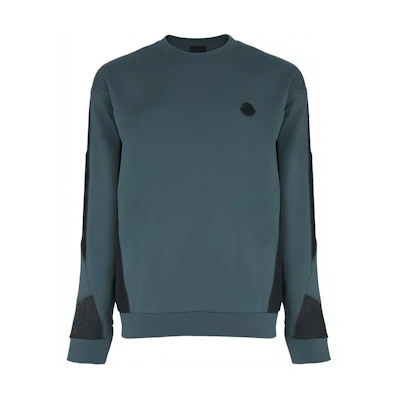 Moncler Crewneck Knit Ribbed Cuff Long-Sleeve Sweatshirt Misty Blue () 8G00002809KR7A4