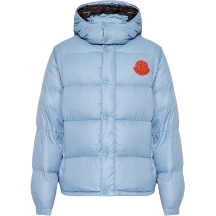 Order Moncler Cyclone 系列男女藍色羽絨外套，可拆帽與Logo貼章。 J20911A00022596RD716