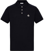 Moncler Dark Blue Cotton Polo Shirt with Pearl Buttons E1091834080084556773 Moncler Dark Blue Cotton Polo Shirt with Pearl Buttons E1091834080084556773