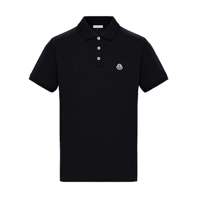Moncler Dark Blue Cotton Polo Shirt with Pearl Buttons E1091834080084556773