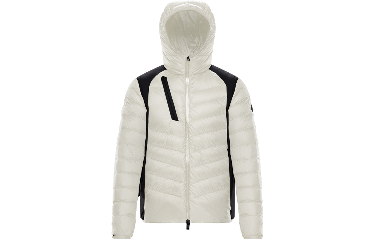 Moncler Deffeyes Giubbotto Logo Patch Colorblock Down Jacket Winter White F10911A53400C0463