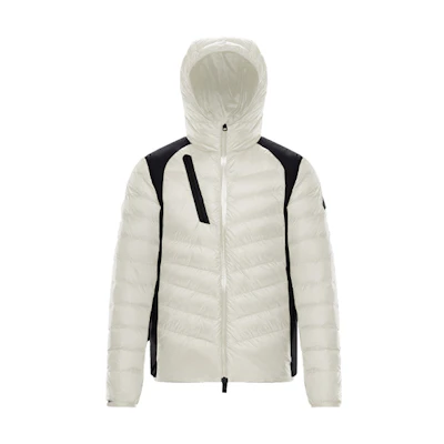 Moncler Deffeyes Giubbotto Logo Patch Colorblock Down Jacket Winter White F10911A53400C0463