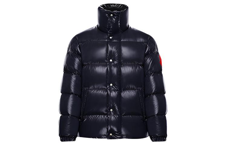 Moncler Dervaux Unisex Short Blue Puffer Jacket with Logo Patch 0921A5310068950742
