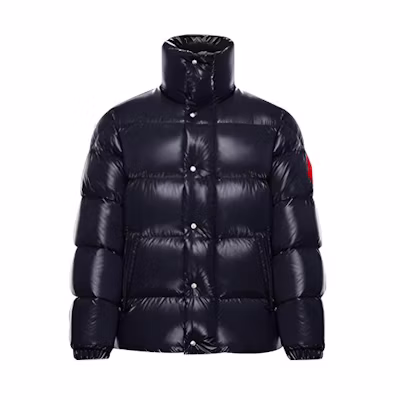 Moncler Dervaux Unisex Short Blue Puffer Jacket with Logo Patch 0921A5310068950742