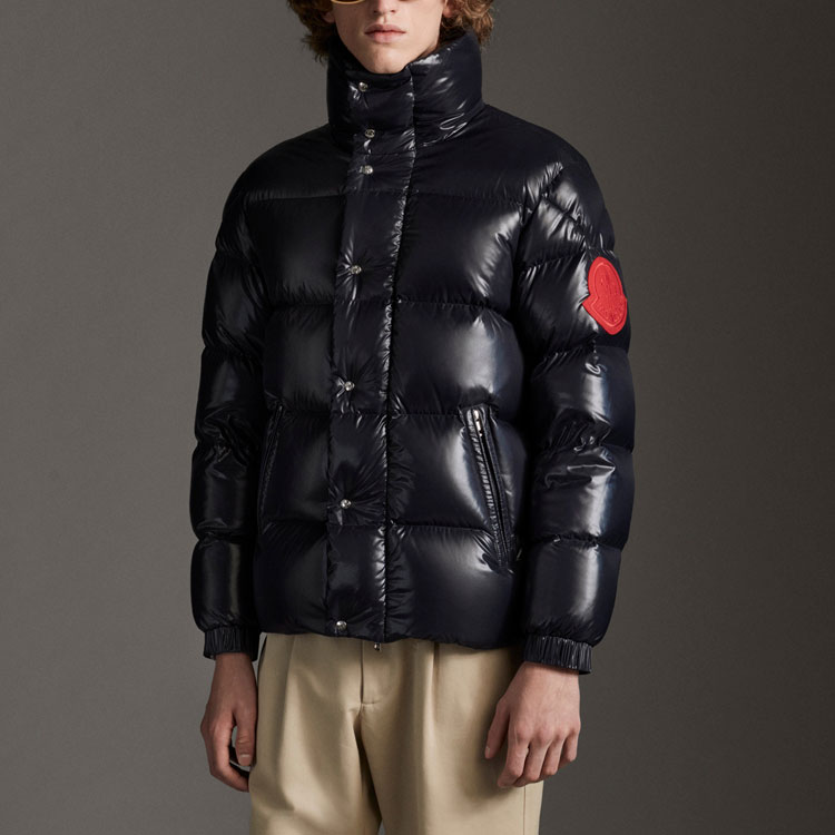 Moncler Dervaux Unisex Short Blue Puffer Jacket with Logo Patch 0921A5310068950742 圖 3