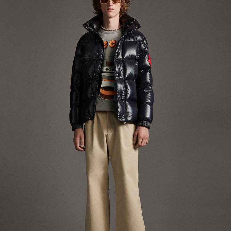 Moncler Dervaux Unisex Short Blue Puffer Jacket with Logo Patch 0921A5310068950742 圖 5