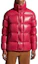 Shop Moncler Dervox FW23 Jaket Puffer Ringan Unisex Pink dengan Logo dan Kerah Tinggi. I20911A00165595GJ560