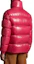Details for Moncler Dervox FW23 Jaket Puffer Ringan Unisex Pink dengan Logo dan Kerah Tinggi. I20911A00165595GJ560