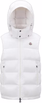 Moncler Detachable Hood Short Puffer Vest Men White I20911A0010068950032 Buy Moncler Detachable Hood Short Puffer Vest Men White I20911A0010068950032